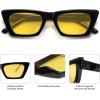imageSOJOS Trendy Rectangle Polarized Sunglasses for Women Men Retro Narrow Cateye Sunnies SJ2354BlackYellow  Night Vision
