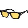 imageSOJOS Trendy Rectangle Polarized Sunglasses for Women Men Retro Narrow Cateye Sunnies SJ2354BlackYellow  Night Vision