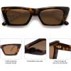 imageSOJOS Trendy Rectangle Polarized Sunglasses for Women Men Retro Narrow Cateye Sunnies SJ2354Brown TortoiseBrown