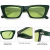 imageSOJOS Trendy Rectangle Polarized Sunglasses for Women Men Retro Narrow Cateye Sunnies SJ2354GreenGreen Tint