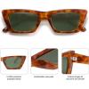 imageSOJOS Trendy Rectangle Polarized Sunglasses for Women Men Retro Narrow Cateye Sunnies SJ2354Orange TortoiseGreen