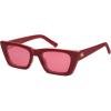 imageSOJOS Trendy Rectangle Polarized Sunglasses for Women Men Retro Narrow Cateye Sunnies SJ2354RedRed Tint