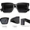 imageSOJOS Trendy Square Polarized Sunglasses for Womens MensRetro Plastic Frame Shades Designer Inspired Sun Glasses SJ2306Black