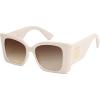 imageSOJOS Sunglasses for Women ampamp Men Square Wide Thick Frame Shades Retro Trendy Fashion UV Protection SJ2349Matt White gold gradient Brown Lens