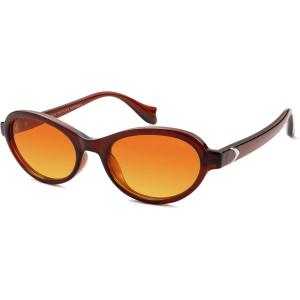 imageSOJOS Ocean Collection Polarized Retro Oval Small Sunglasses Womens Recycled Plastic Frame EcoFriendly UV400 EchoBrownOrange Gradient