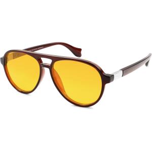 imageSOJOS Ocean Collection Polarized Retro Oversized Aviator Sunglasses Women Men Recycled Plastic EcoFriendly ConstellationBrownYellow