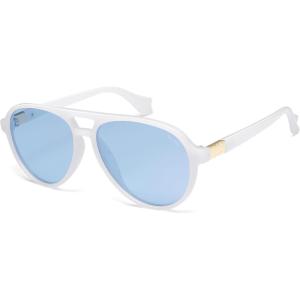imageSOJOS Ocean Collection Polarized Retro Oversized Aviator Sunglasses Women Men Recycled Plastic EcoFriendly ConstellationWhiteBlue