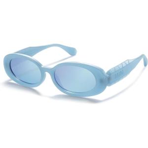 imageSOJOS Ocean Collection Retro Oval Polarized Sunglasses for Women Men Vintage Recycled Plastic Frame EcoFriendly SunlightBlueBlue