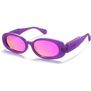 imageSOJOS Ocean Collection Retro Oval Polarized Sunglasses for Women Men Vintage Recycled Plastic Frame EcoFriendly SunlightPurpleRose