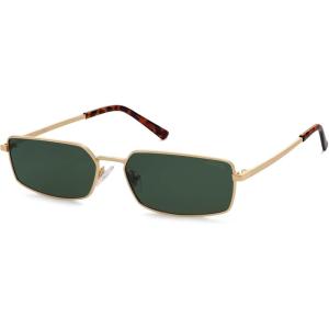 imageSOJOS Rectangle Polarized Sunglasses for Women men Flat Lenses UV400 Protection Vintage ShadesGoldGreen