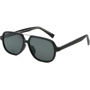 imageSOJOS Retro Aviator Sunglasses Womens Mens Vintage Double Bridge Sun Glasses 70s 80s 90s Shades SJ2399Black