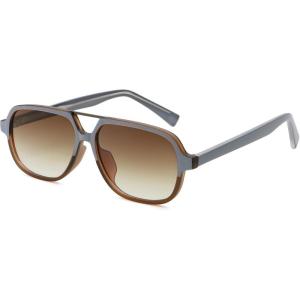 imageSOJOS Retro Aviator Sunglasses Womens Mens Vintage Double Bridge Sun Glasses 70s 80s 90s Shades SJ2399Brown