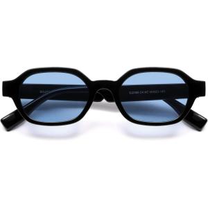 imageSOJOS Retro Polarized Hexagon Sunglasses for Women Men UV400 Trendy Rectangle 70s 80s 90s Shades SJ2389Blue