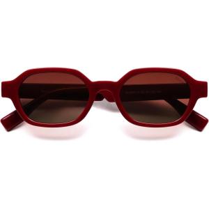 imageSOJOS Retro Polarized Hexagon Sunglasses for Women Men UV400 Trendy Rectangle 70s 80s 90s Shades SJ2389Red