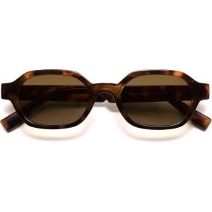 imageSOJOS Retro Polarized Hexagon Sunglasses for Women Men UV400 Trendy Rectangle 70s 80s 90s Shades SJ2389Tortoise