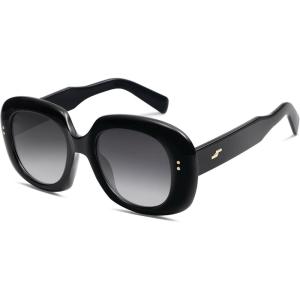 imageSOJOS Sunglasses for Women ampamp Men Round Thick Polarized Lens Trendy Oversized Shades SJ2317BlackGrey