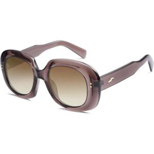 imageSOJOS Sunglasses for Women ampamp Men Round Thick Polarized Lens Trendy Oversized Shades SJ2317GreyBrown