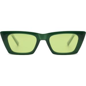 imageSOJOS Trendy Rectangle Polarized Sunglasses for Women Men Retro Narrow Cateye Sunnies SJ2354GreenGreen Tint