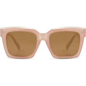 imageSOJOS Trendy Square Polarized Sunglasses for Womens MensRetro Plastic Frame Shades Designer Inspired Sun Glasses SJ2306Beige