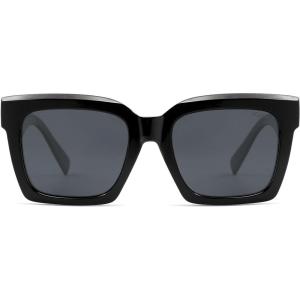 imageSOJOS Trendy Square Polarized Sunglasses for Womens MensRetro Plastic Frame Shades Designer Inspired Sun Glasses SJ2306Black