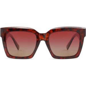 imageSOJOS Trendy Square Polarized Sunglasses for Womens MensRetro Plastic Frame Shades Designer Inspired Sun Glasses SJ2306Red