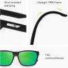 imageSOJOS Polarized Square Sunglasses Men Womens TR90 Lightweight Frame UV Protection ShadesMatte BlackGreen Mirrored