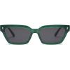 imageSOJOS Trendy Polarized Sunglasses Womens Men Retro Vintage 90s Cute Cat Eye Narrow Sun Glasses SJ2381Green Frame Grey Lens