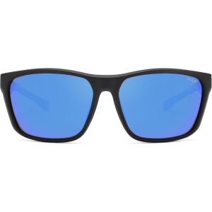 imageSOJOS Polarized Square Sunglasses Men Womens TR90 Lightweight Frame UV Protection ShadesMatte BlackBlue Mirrored