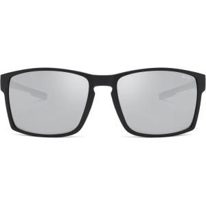 imageSOJOS Polarized Sunglasses for Driving Outdoor Sports  Square UV Protection Shades Men WomenMatte BlackSilver Mirrored