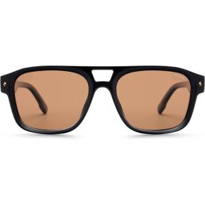 imageSOJOS Retro Square Polarized Aviator Sunglasses Womens Mens Trendy Rectangle Shades SJ2604BlackLight Brown