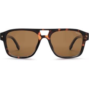 imageSOJOS Retro Square Polarized Aviator Sunglasses Womens Mens Trendy Rectangle Shades SJ2604Brown TortoiseBrown