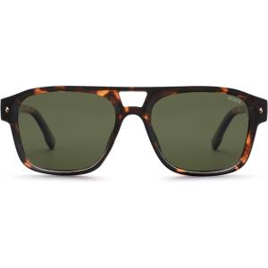 imageSOJOS Retro Square Polarized Aviator Sunglasses Womens Mens Trendy Rectangle Shades SJ2604Brown TortoiseDark Green