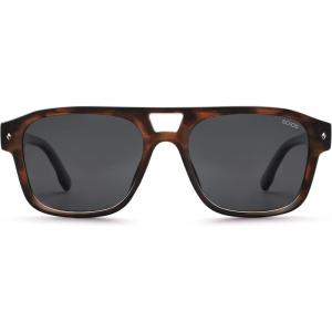 imageSOJOS Retro Square Polarized Aviator Sunglasses Womens Mens Trendy Rectangle Shades SJ2604Dark TortoiseGrey