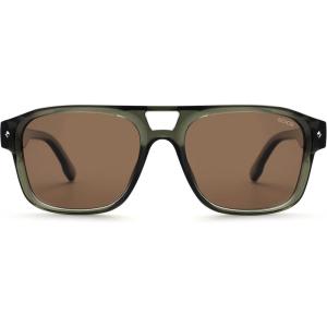 imageSOJOS Retro Square Polarized Aviator Sunglasses Womens Mens Trendy Rectangle Shades SJ2604GreenBrown