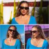imageSOJOS Retro Cat Eye Sunglasses for Women Polarized UV400 Designer Inspired Sun Glasses SJ2617AGreenGradient Green