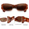 imageSOJOS Retro Rectangle Polarized Sunglasses Women Men 90s Sunnies UV Protection Womens Mens Sun Glasses SJ2366Brown TortoiseLight Brown