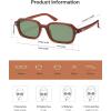 imageSOJOS Trendy Rectangle Polarized Sunglasses for Women Men Retro Small Thin Slim Narrow Square Sunnies SJ2610Caramel BrownDark Green