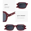 imageSOJOS Trendy Rectangle Polarized Sunglasses for Women Men Retro Small Thin Slim Narrow Square Sunnies SJ2610Dark RedGrey