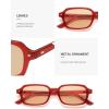 imageSOJOS Trendy Rectangle Polarized Sunglasses for Women Men Retro Small Thin Slim Narrow Square Sunnies SJ2610RedLight Brown Tint