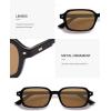 imageSOJOS Trendy Rectangle Polarized Sunglasses for Women Men Retro Small Thin Slim Narrow Square Sunnies SJ2610Shiny BlackLight Brown