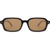 imageSOJOS Trendy Rectangle Polarized Sunglasses for Women Men Retro Small Thin Slim Narrow Square Sunnies SJ2610Shiny BlackLight Brown