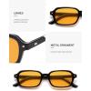 imageSOJOS Trendy Rectangle Polarized Sunglasses for Women Men Retro Small Thin Slim Narrow Square Sunnies SJ2610Shiny BlackYellow Tint