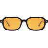 imageSOJOS Trendy Rectangle Polarized Sunglasses for Women Men Retro Small Thin Slim Narrow Square Sunnies SJ2610Shiny BlackYellow Tint