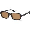 imageSOJOS Trendy Rectangle Polarized Sunglasses for Women Men Retro Small Thin Slim Narrow Square Sunnies SJ2610Shiny BlackLight Brown