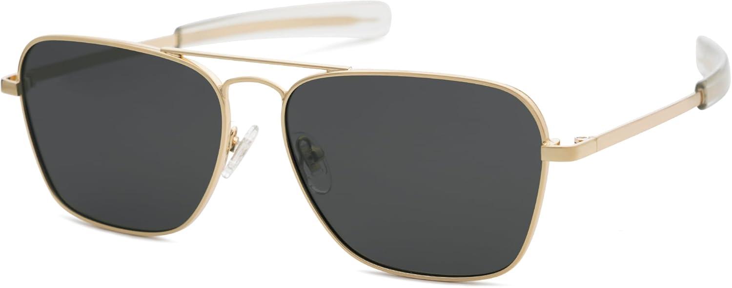 imageSOJOS Classic Retro Rectangle Polarized Sunglasses Womens Mens Vintage UV400 Sunnies SJ1194 GoldGrey