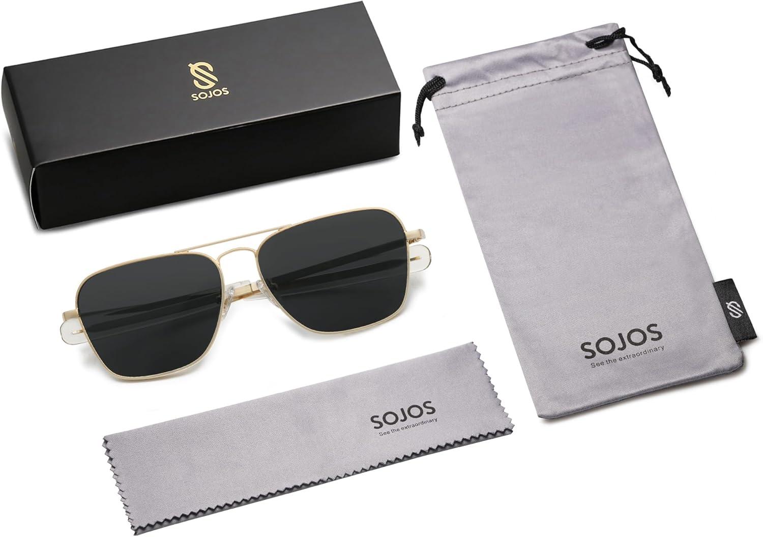 imageSOJOS Classic Retro Rectangle Polarized Sunglasses Womens Mens Vintage UV400 Sunnies SJ1194 GoldGrey