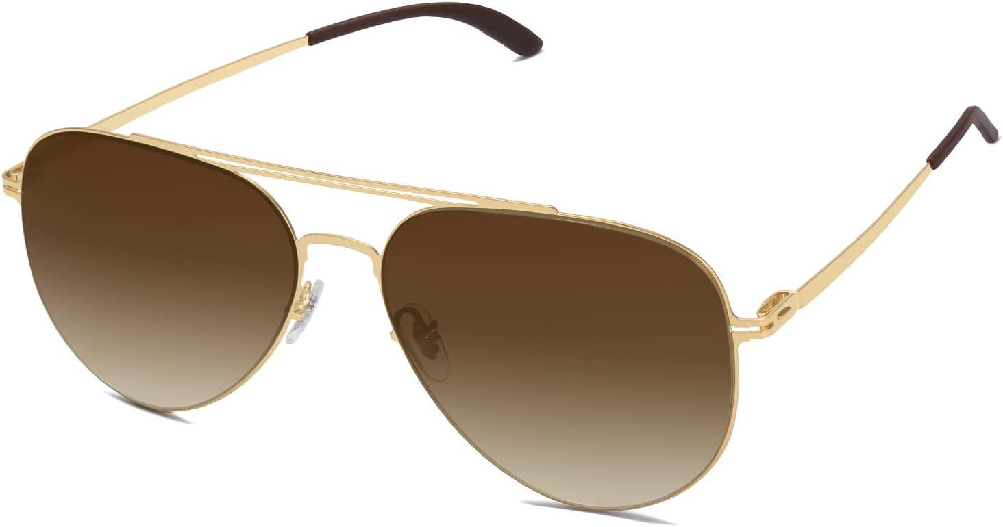 imageSOJOS Retro Aviator Polarized Sunglasses Womens Mens Vintage Shades Classic Metal Sun Glasses UV400 SJ1130A with GoldTaupe Lens