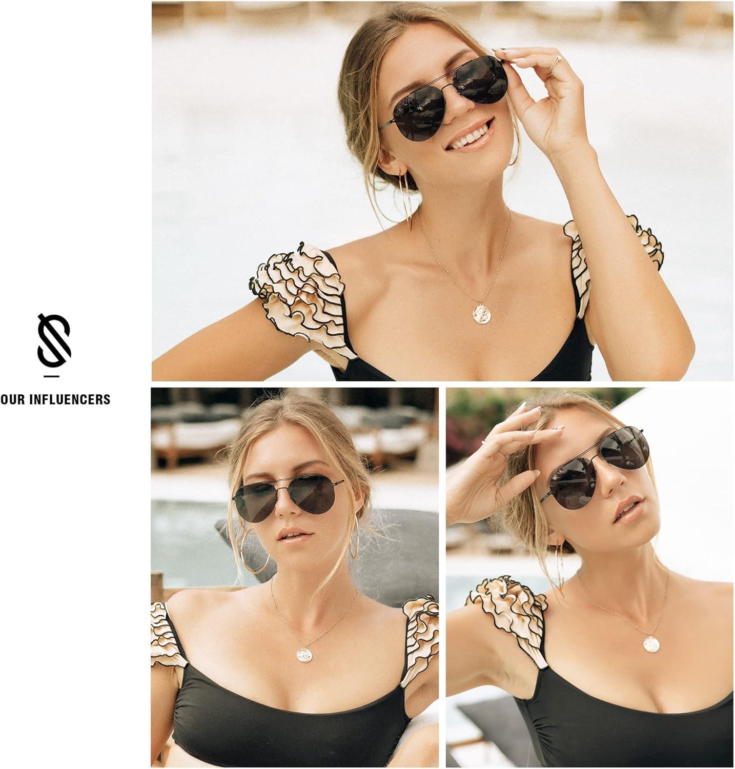 imageSOJOS Retro Aviator Polarized Sunglasses Womens Mens Vintage Shades Classic Metal Sun Glasses UV400 SJ1130A with GoldTaupe Lens