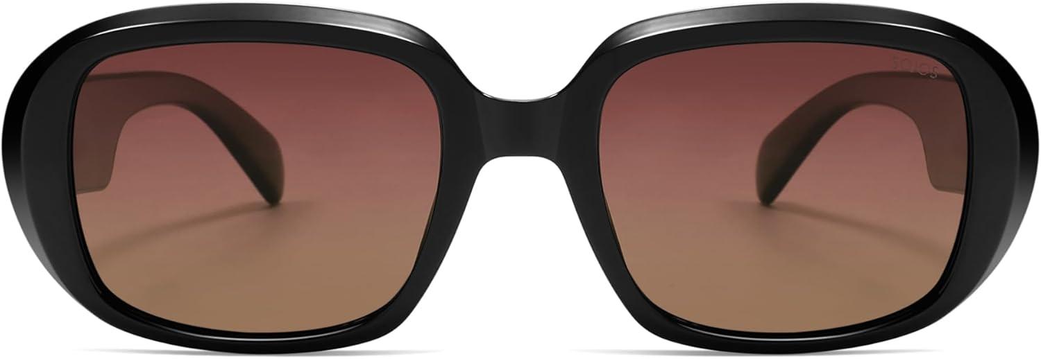 imageSOJOS Retro Oval Polarized Sunglasses for Women Men 90s Vintage UV400 Protection SJ2621Black FrameRed Lens