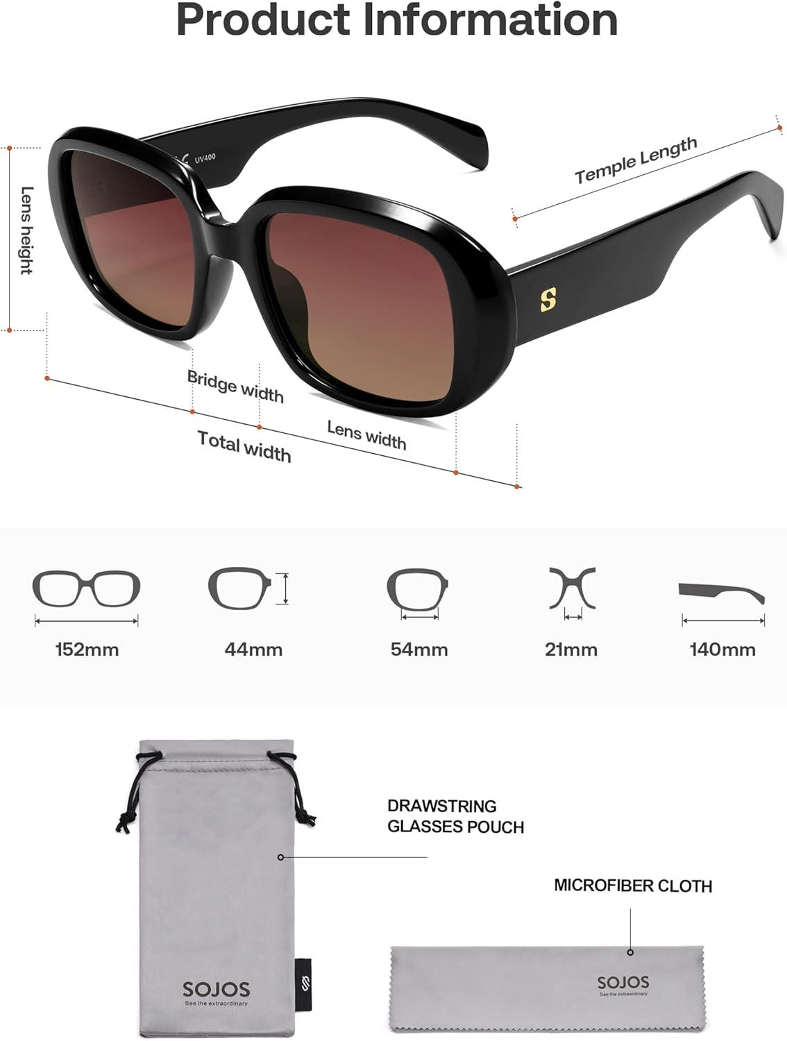 imageSOJOS Retro Oval Polarized Sunglasses for Women Men 90s Vintage UV400 Protection SJ2621Black FrameRed Lens